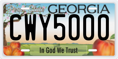 GA license plate CWY5000