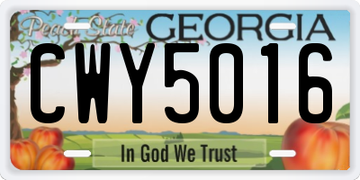 GA license plate CWY5016