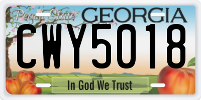 GA license plate CWY5018