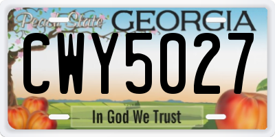 GA license plate CWY5027