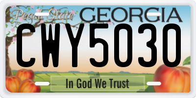 GA license plate CWY5030