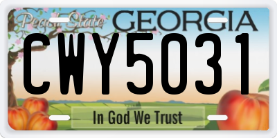 GA license plate CWY5031