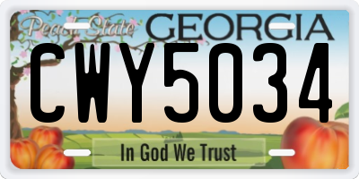 GA license plate CWY5034