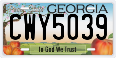 GA license plate CWY5039
