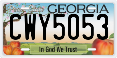 GA license plate CWY5053