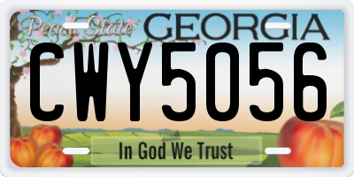 GA license plate CWY5056