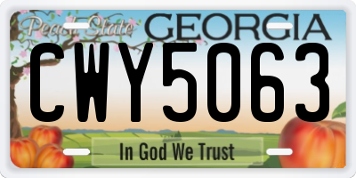 GA license plate CWY5063