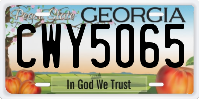 GA license plate CWY5065
