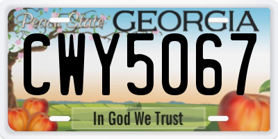 GA license plate CWY5067