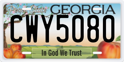 GA license plate CWY5080