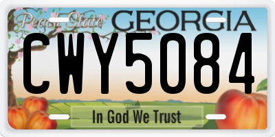 GA license plate CWY5084