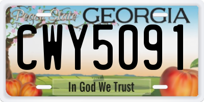 GA license plate CWY5091