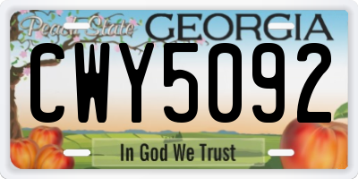 GA license plate CWY5092
