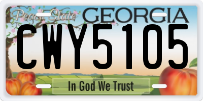 GA license plate CWY5105