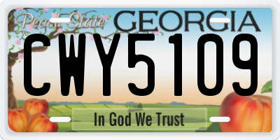 GA license plate CWY5109
