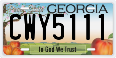 GA license plate CWY5111