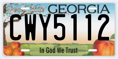 GA license plate CWY5112