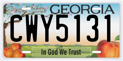 GA license plate CWY5131
