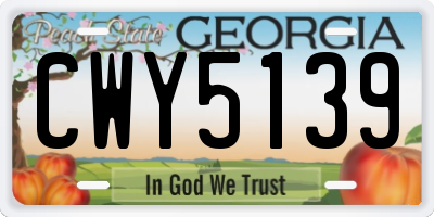 GA license plate CWY5139