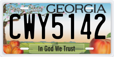 GA license plate CWY5142