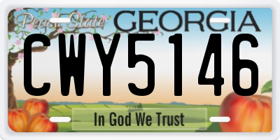GA license plate CWY5146