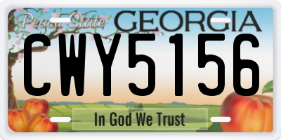 GA license plate CWY5156