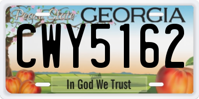 GA license plate CWY5162