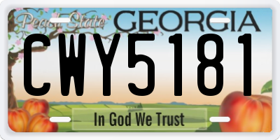 GA license plate CWY5181