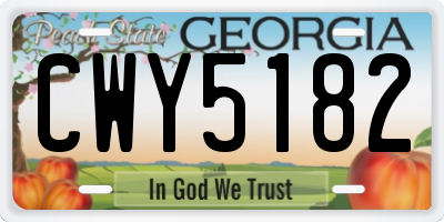 GA license plate CWY5182