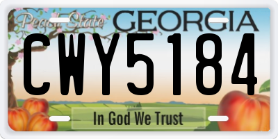 GA license plate CWY5184