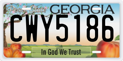 GA license plate CWY5186