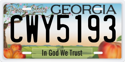 GA license plate CWY5193