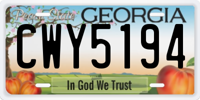 GA license plate CWY5194