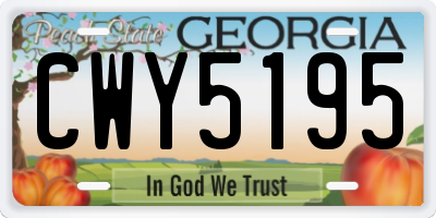 GA license plate CWY5195