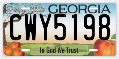 GA license plate CWY5198