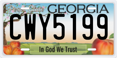 GA license plate CWY5199