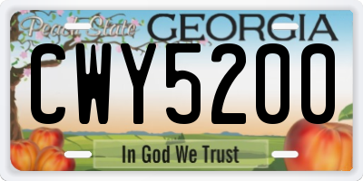 GA license plate CWY5200