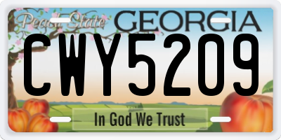 GA license plate CWY5209