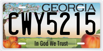 GA license plate CWY5215