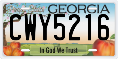 GA license plate CWY5216