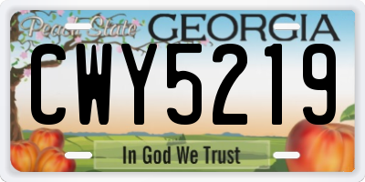 GA license plate CWY5219
