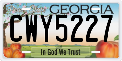 GA license plate CWY5227