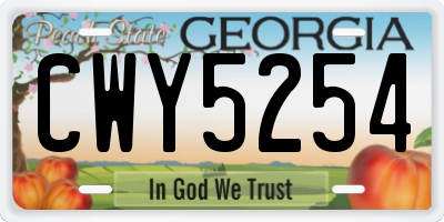 GA license plate CWY5254