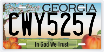 GA license plate CWY5257