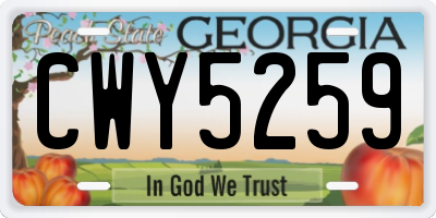 GA license plate CWY5259
