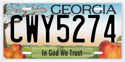 GA license plate CWY5274