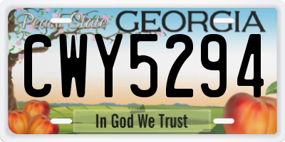 GA license plate CWY5294