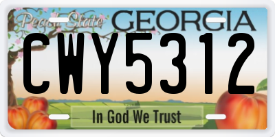 GA license plate CWY5312