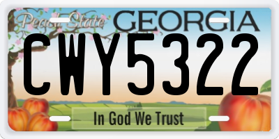 GA license plate CWY5322