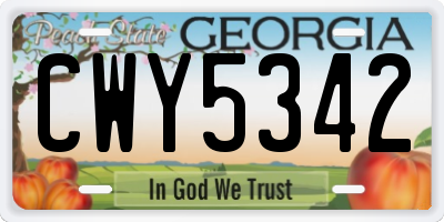 GA license plate CWY5342